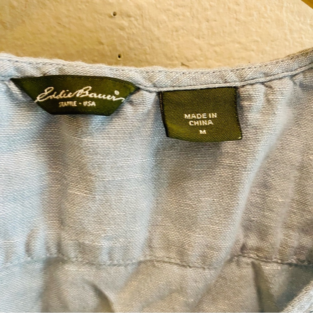 EDDIE BAUER Chambray 3/4 Length Sleeve Bohemian Top - Picture 5 of 6